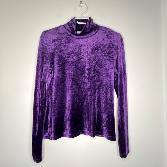 Vintage GAP Velour Velvet Jewel Tone Purple Top Long Sleeve - Picture 2 of 8